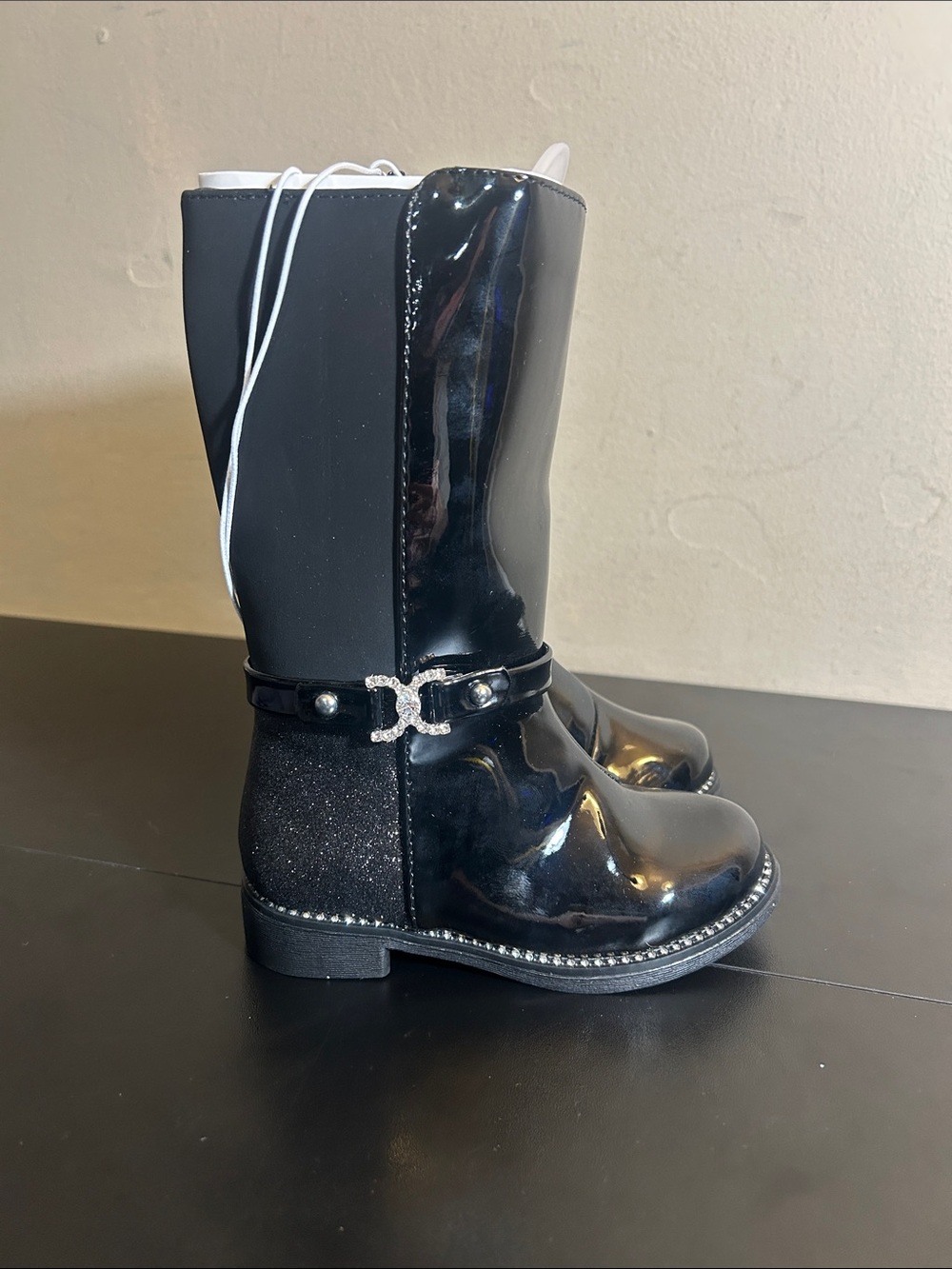 Girls Jeweled Buckle Tall Boots from The Children's Place Size 7 Little Girl.
